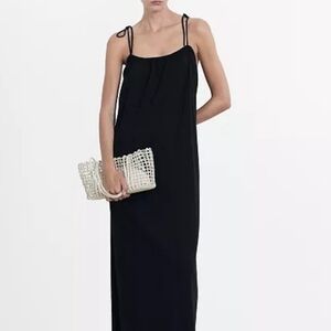 Black Linen Maxi Dress Blend 6 MNG Linen Blend Sleeveless